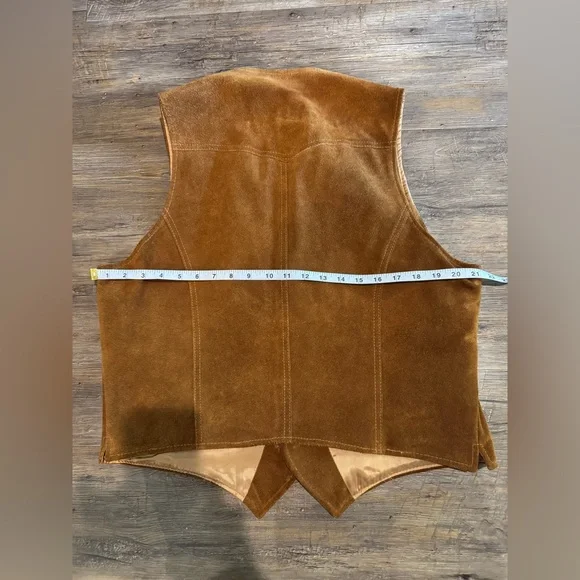 Vintage Sears The Leather Shop Western Suede Leather Vest Jacket Sz 44/XL - Picture 6 of 7